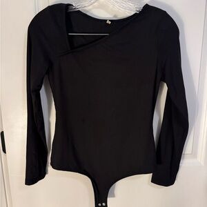 Black Asymmetrical Women's bodysuit